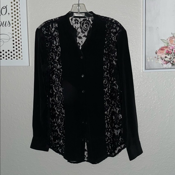 Equipment femme black silk and lace blouse - Picture 1 of 5